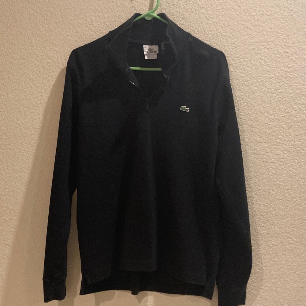 Lacoste Men's partial Zip-Up Black Sweatshirt